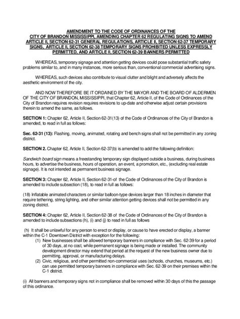 city of brandon ms ordinances.
